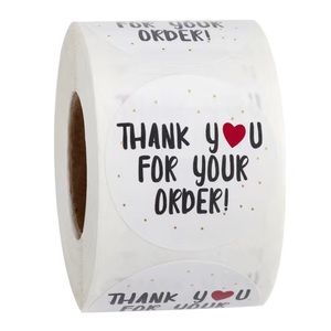 500 Pieces/roll inch Thank You For Ordering Sticker